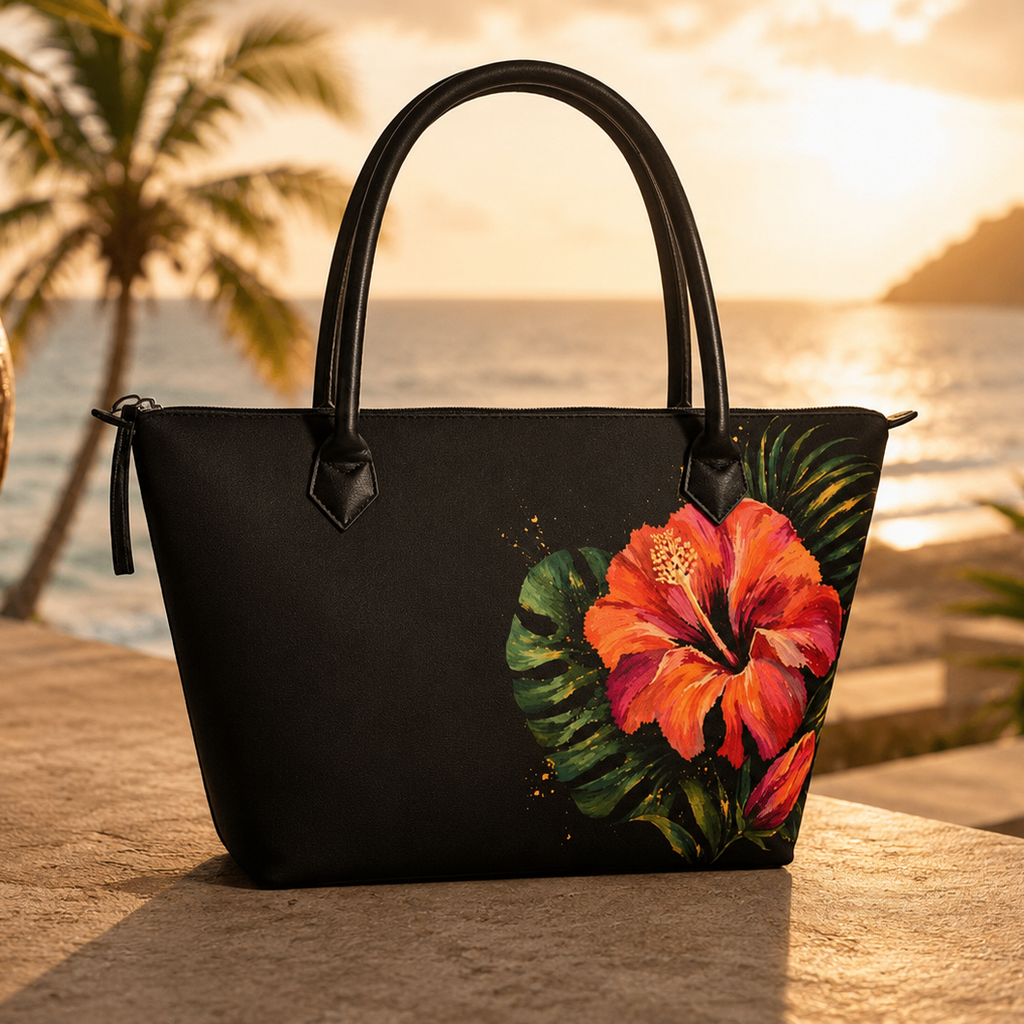 Midnight Hibiscus Luxe Tote