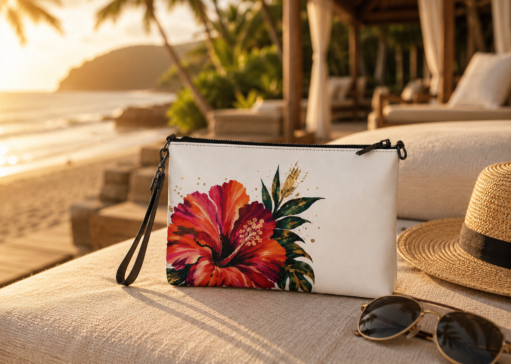 Hibiscus Luxe Crossbody Pouch