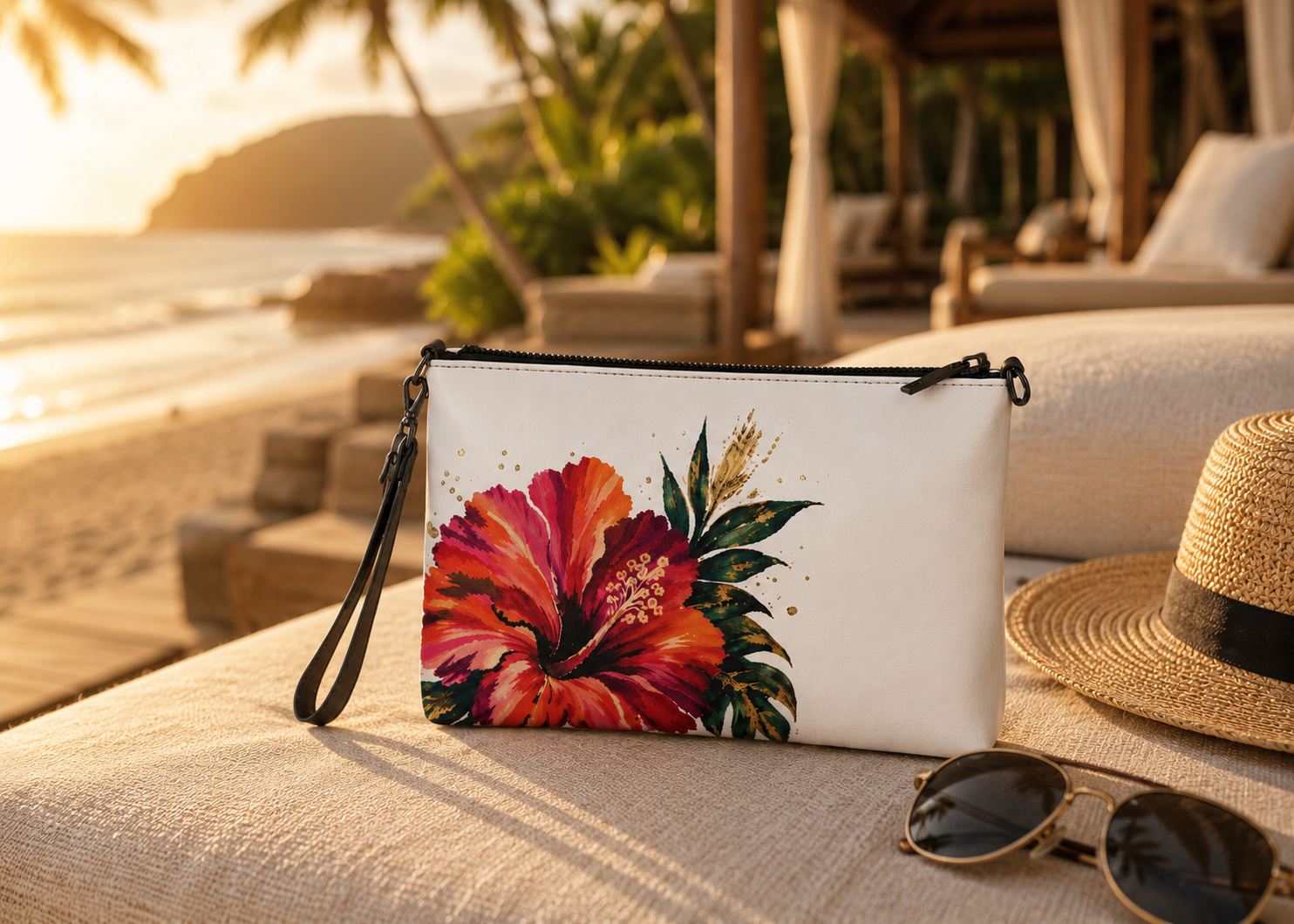 Hibiscus Luxe Crossbody Pouch