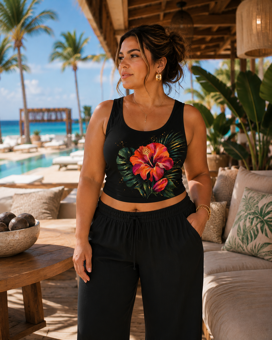 Flor de Maga Black PR Crop Top