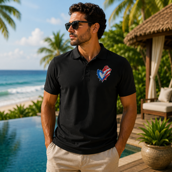 Boricua Heart Premium Performance Polo