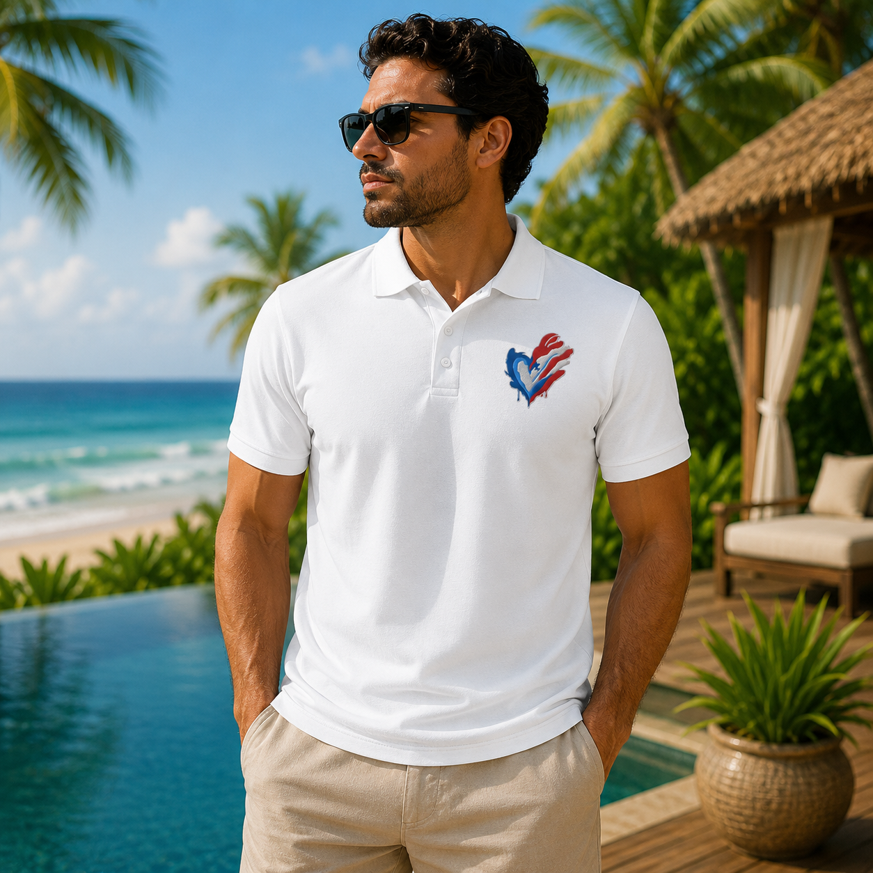 Boricua Heart Premium Performance Polo
