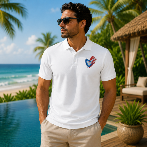Boricua Heart Premium Performance Polo