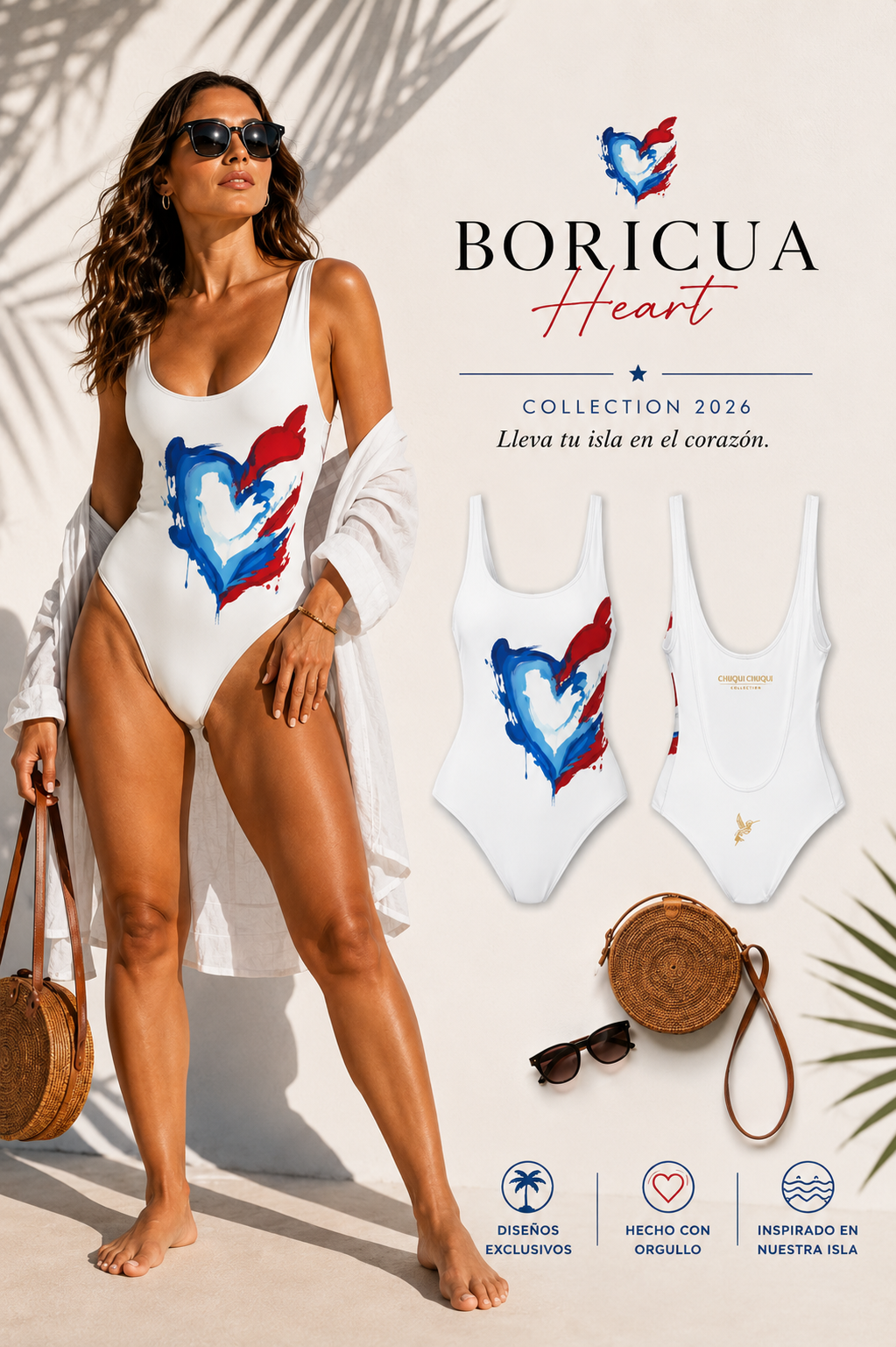 Boricua Heart One-Piece Swimsuit