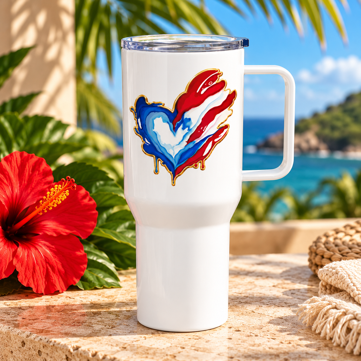 Travel mug with a handle